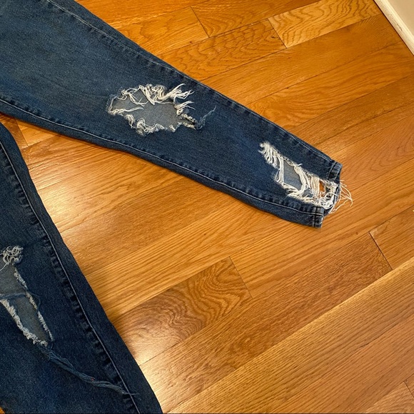 Only Blue Denim Distressed High Waist Jeans - Picture 6 of 8